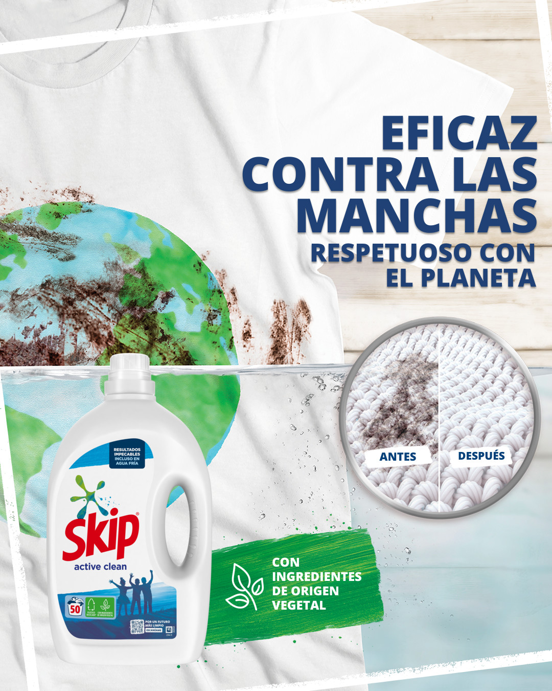 SKIP Active Clean, imagen del héroe.
